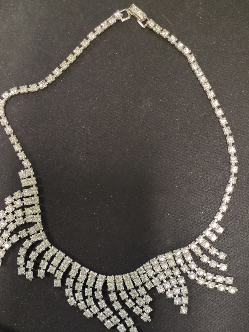 Elegant Silver-Tone Crystal Fringe Necklace